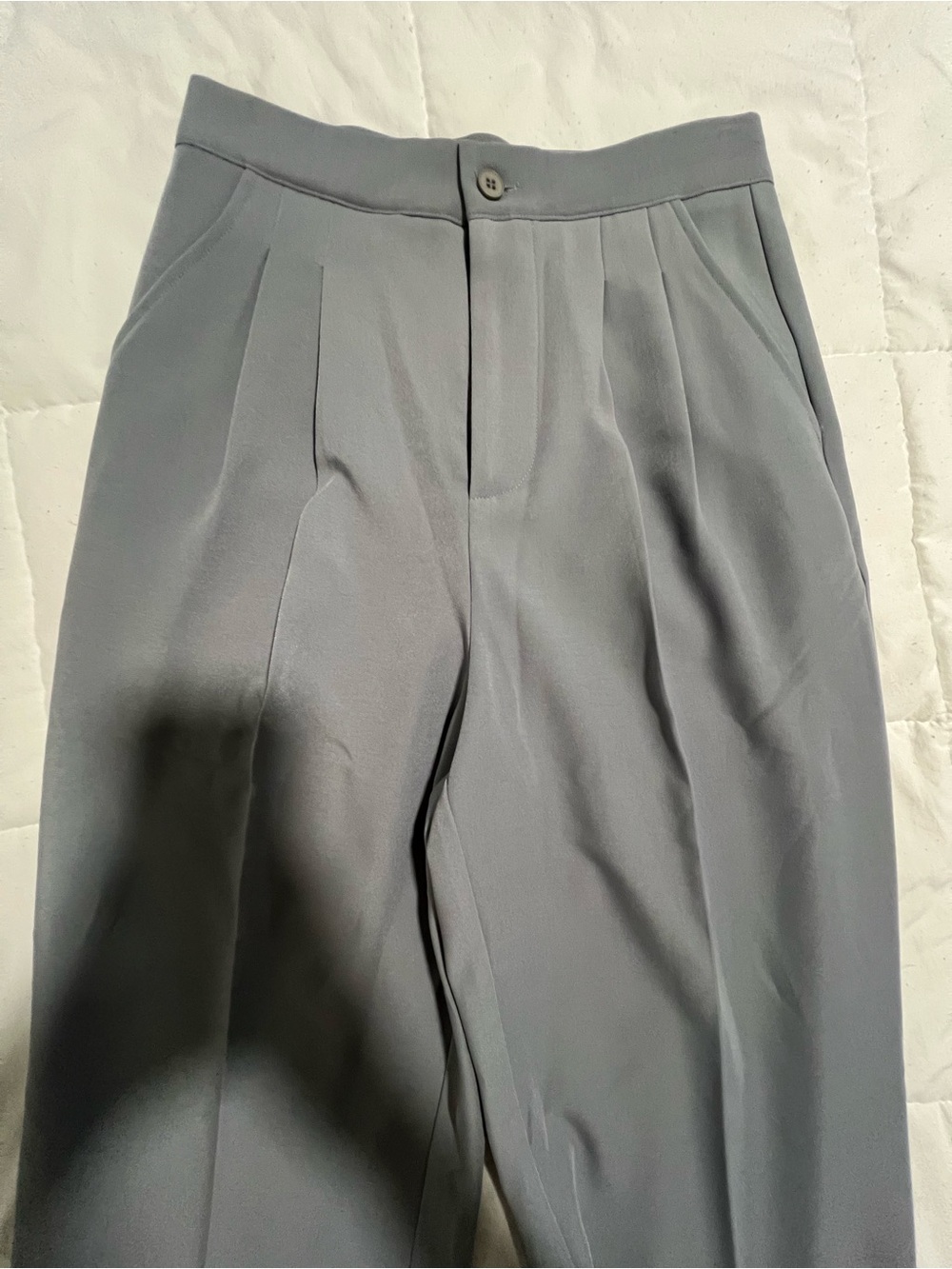 High-Rise Pleated Wide-Leg Pants - Slate Gray